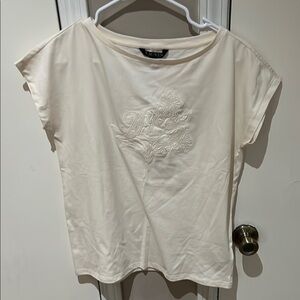 Ralph Lauren Cream Embroidered Short Sleeve Top